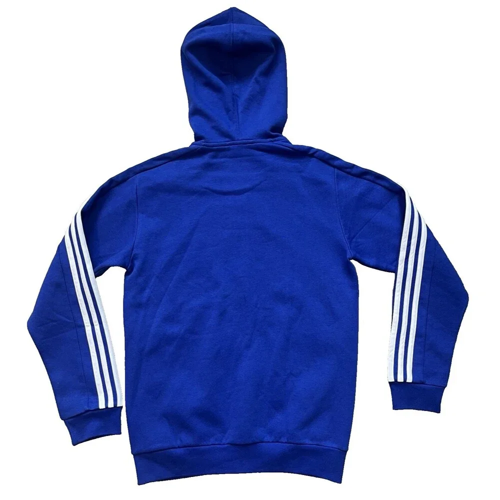 NWT Adidas Essentials French Terry 3-Stripes Full-Zip Hoodie Royal Blue Sz Small
